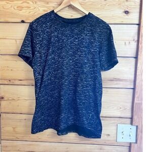 Brooklyn Cloth Mens Space Dye Crewneck T-Shirt Black White Speckled Large